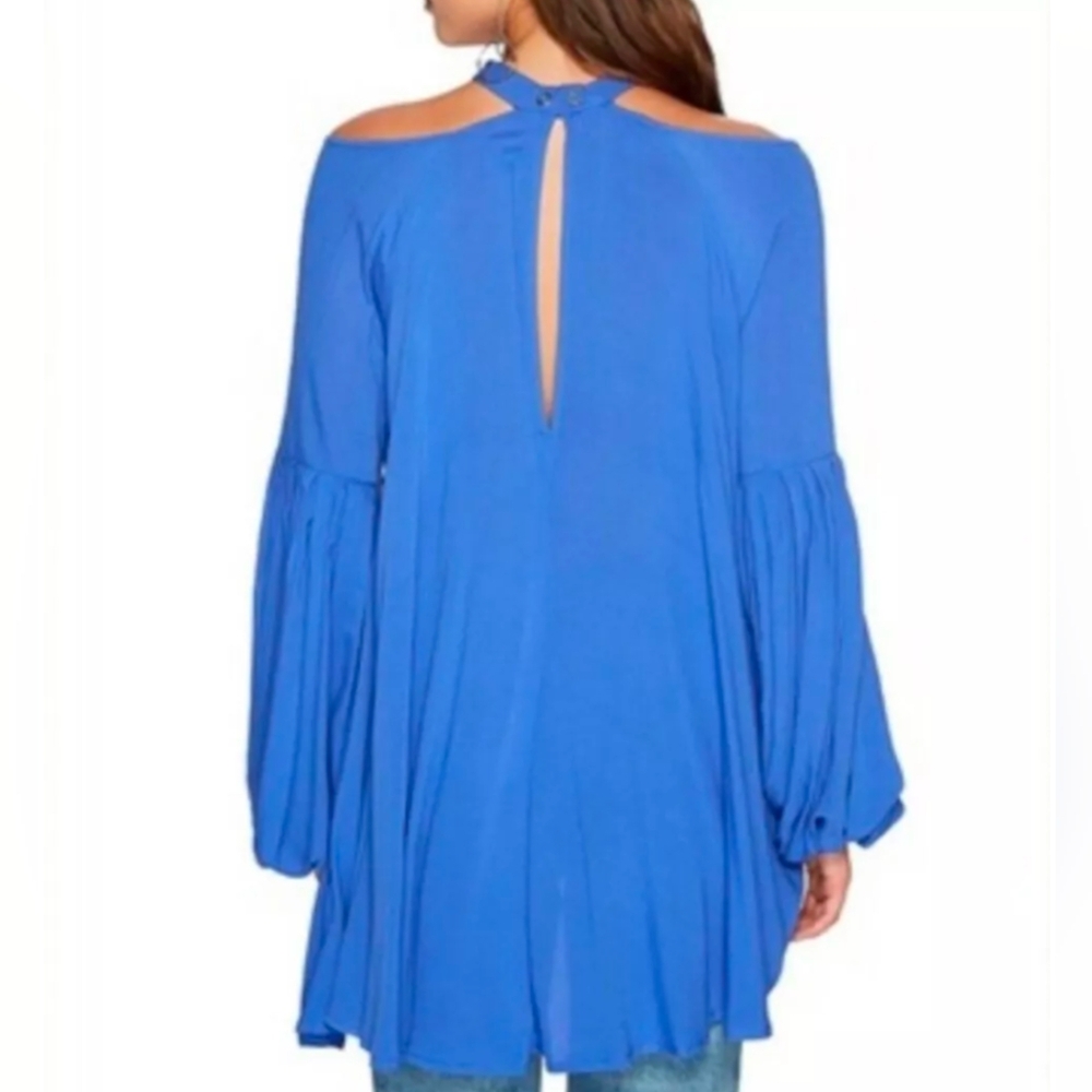 Free People Drift Away Tunic Dress Top Royal Blue Cold Shoulder Size Small *NWOT - Picture 6 of 14